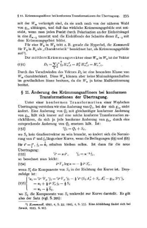 § 11. Änderung des Krümmungsaffinors bei konformen Transformationen der Übertragung.