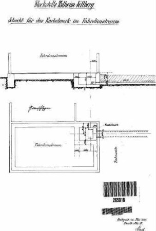 Talheim- Vellberg: Empfangsgebäude Schacht für Kurbelwerk Grundriß,Querschnitt