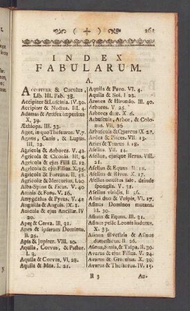 Index fabularum.