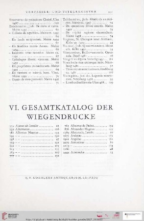VI. Gesamtkataloge der Wiegendrucke