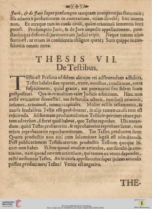 Thesis VII: De Testibus
