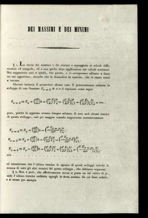 Memoria Terza. Dei Massimi e dei Minimi.