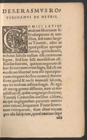 Des. Erasmus Roterodamus De Metris.