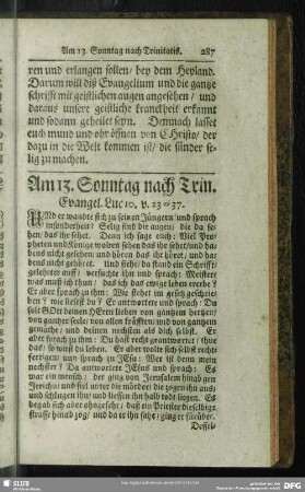 Am 13. Sonntag nach Trin. Evangel. Luc. 10. v. 23-37.