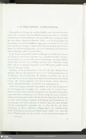 I. Vorkommen, Gewinnung