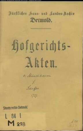 von Münchhausen, Oberhofmeister zu Weimar (Wendlinghausen) gegen Tönies Scheffer zu Betzen - Wiedereinlösung eines Kamps