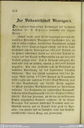 Zur Volkswirthschaft Nicaragua´s