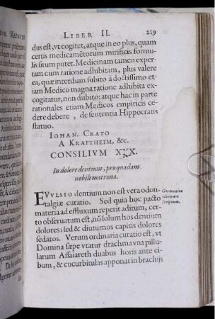 Consilium XXX. In dolore dentium, pro quadam nobili matrona