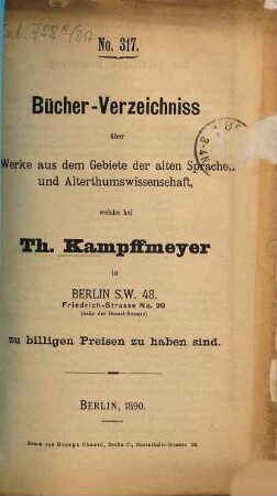Bücher-Verzeichniss. 317. 1890