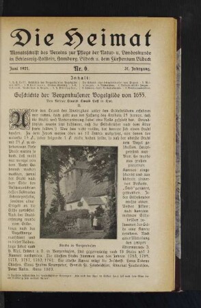 Juni 1921. Nr. 6. 31. Jahrgang.