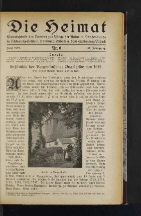 Juni 1921. Nr. 6. 31. Jahrgang.
