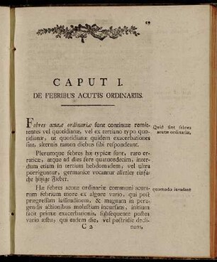 Caput I. De Febribus Acutis Ordinariis.