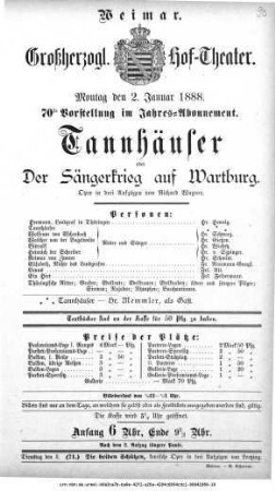 Tannhäuser oder Der Sängerkrieg auf Wartburg