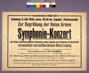 Maueranschlag zur Ankündigung eines Symphonie-Konzertes zur Begrüßung der Roten Armee