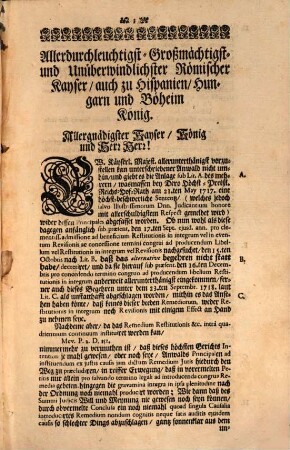 An die R. Keys. Majestät Supplication in Sachen Gemmingen-Hornberg contra Gemmingen-Michelfeld