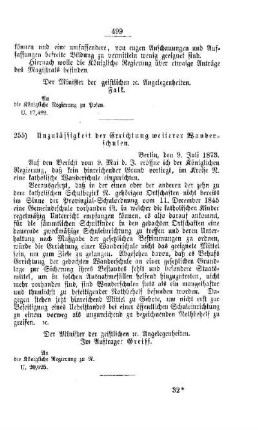 Unzulässigkeit der Errichtung weiterer Wanderschulen : [V. Elementarschulwesen]