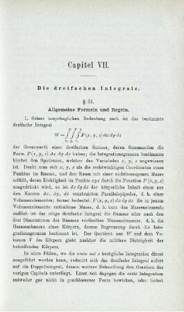 Capitel VII. Die dreifachen Integrale.