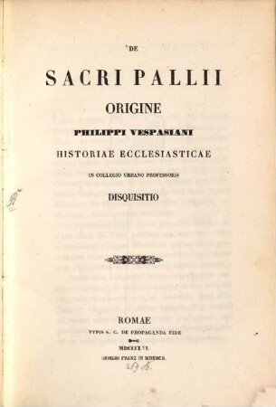 De sacri Pallii origine