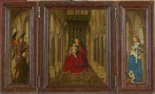 Triptychon mit Maria und dem Kind, der heiligen Katharina und dem Erzengel Michael mit Stifter