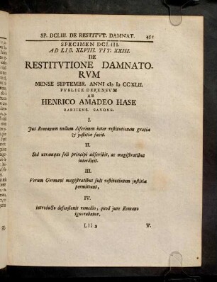 451-465, Spec. 653. De Restitutione Damnatorum