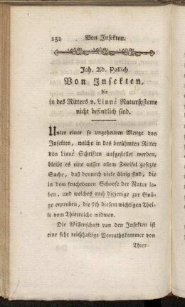 [IV.] Joh. Ad. Pollich Von Insekten, die in des Ritters von Linné Natursysteme nicht befindlich sind.