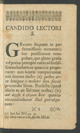 Candido Lectori