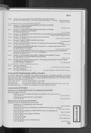 Nebenfach-Studiengang Afrika-Studien
