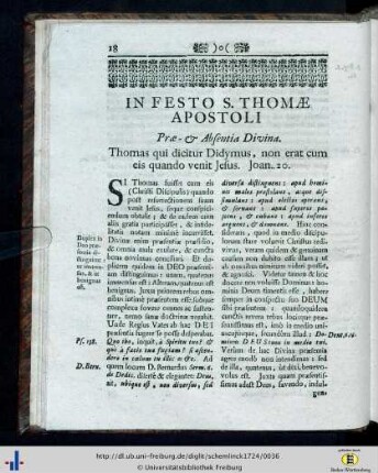 In festo S. Thomae Apostoli