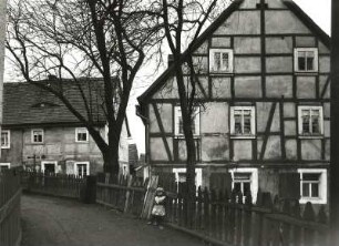 Dresdner Land. Fachwerkgiebel eines Gehöftes