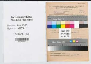 Entnazifizierung Leo Gollnick, geb. 08.04.1900 (Rektor)