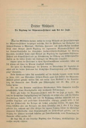 Dritter Abschnitt. Die Regelung der Adjacenten-Fischerei nach Art der Jagd.