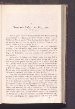 I. Zweck und Aufgabe der Bürgerschule.