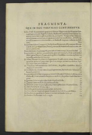 Fragmenta. Quae in hoc volumine continentur.