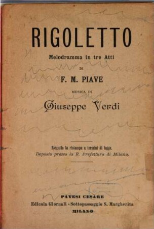 Rigoletto : melodramma in tre atti