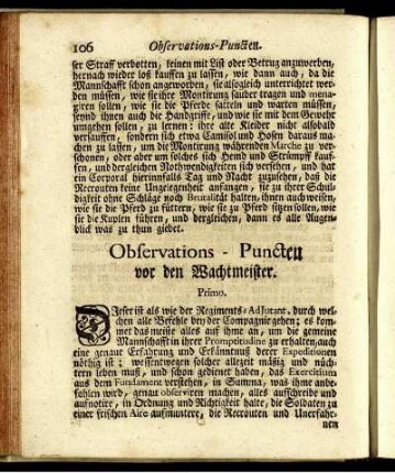 Observations-Puncten vor den Wachmeister.