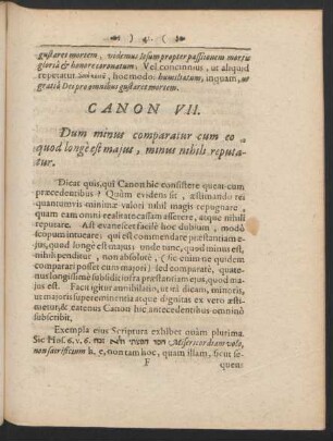 Canon VII. Dum minus comparatur cum eo quod longe est maius ...