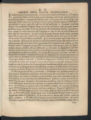 §. II. Errores Circa Gratiae Necessitatem