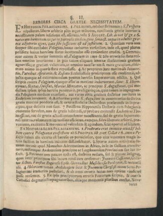 §. II. Errores Circa Gratiae Necessitatem