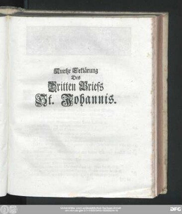 Kurtze Erklärung Des Dritten Briefs St. Johannis.