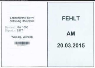 Entnazifizierung Wilhelm Wolsing , geb. 30.08.1910 (Schreinermeister)
