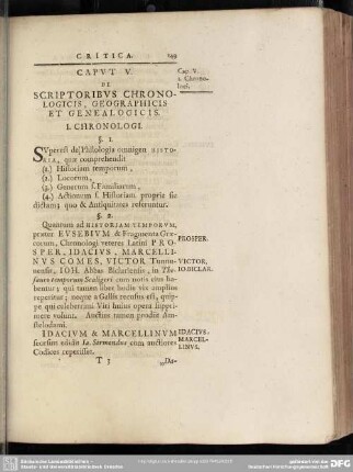 Caput V. De Scriptoribus Chronologicus, Geographicis Et Genealogicis