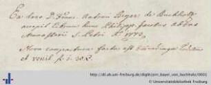 [Provenienz]: Bayer von Buchholz, Franz Anton Joseph