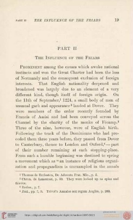 Part II. The Influence of the friars