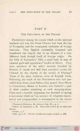 Part II. The Influence of the friars