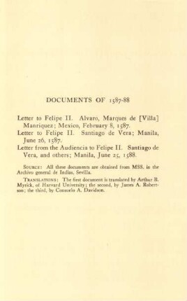 Documents of 1587-88