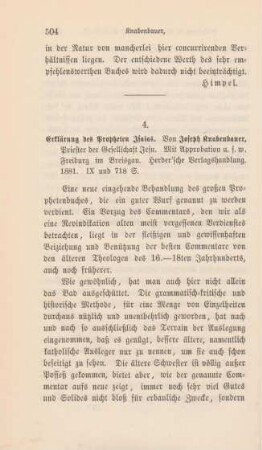 504-507 [Rezension] Knabenbauer, Josef, Erklärung des Propheten Isaias