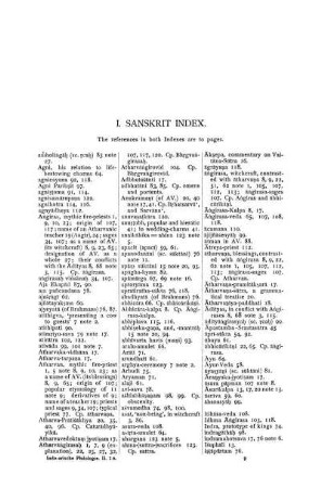 I. Sanskrit Index.