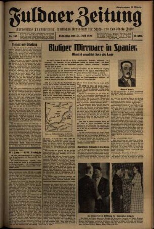 Erste Ausgabe vom Dienstag, den 21. Juli 1936.