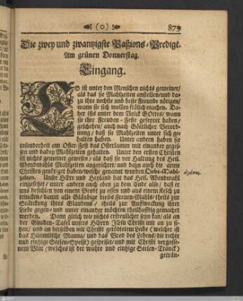 Die zwey und zwantzigste Paßions-Predigt.