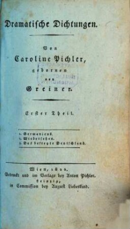 Dramatische Dichtungen, 1. Dramatische Dichtungen ; Theil 1